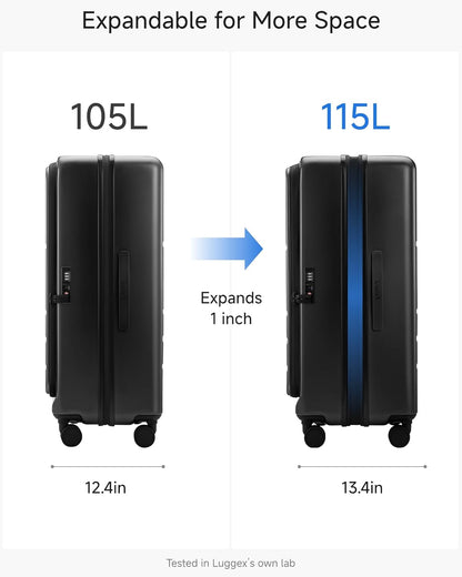 LUGGEX Carry On Luggage 22x14x9 Airline Approved, Expandable Polycarbonate Suitcase with Front Pocket (FX-Core, Charcoal Metallic, 20 Inch)