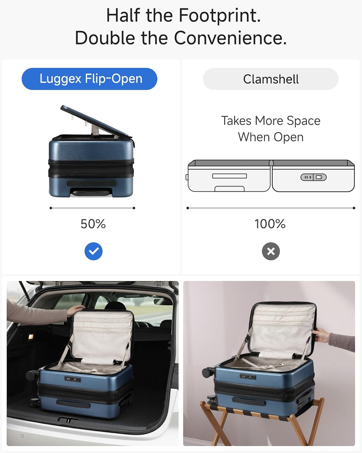 LUGGEX Carry On Luggage 22x14x9 Airline Approved, Expandable Polycarbonate Suitcase with Front Pocket (FX-Core, Charcoal Metallic, 20 Inch)