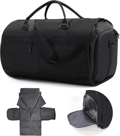 Garment Bags for Travel, Suit Bag with Shoulder Strap, Grey | 2-in-1 Convertible | Shoe Compartment | Wrinkle-Free | Oxford Cloth | Detachable Strap | Carry On