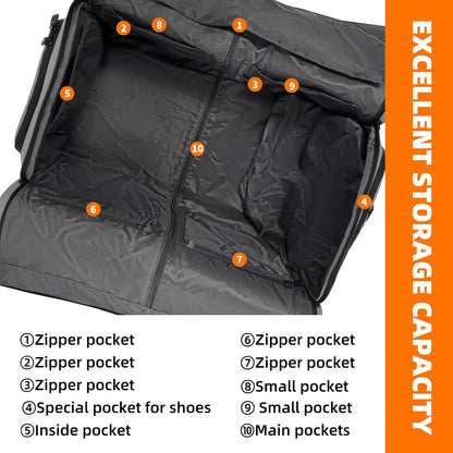 Garment Bags for Travel, Suit Bag with Shoulder Strap, Grey | 2-in-1 Convertible | Shoe Compartment | Wrinkle-Free | Oxford Cloth | Detachable Strap | Carry On