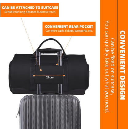 Garment Bags for Travel, Suit Bag with Shoulder Strap, Grey | 2-in-1 Convertible | Shoe Compartment | Wrinkle-Free | Oxford Cloth | Detachable Strap | Carry On