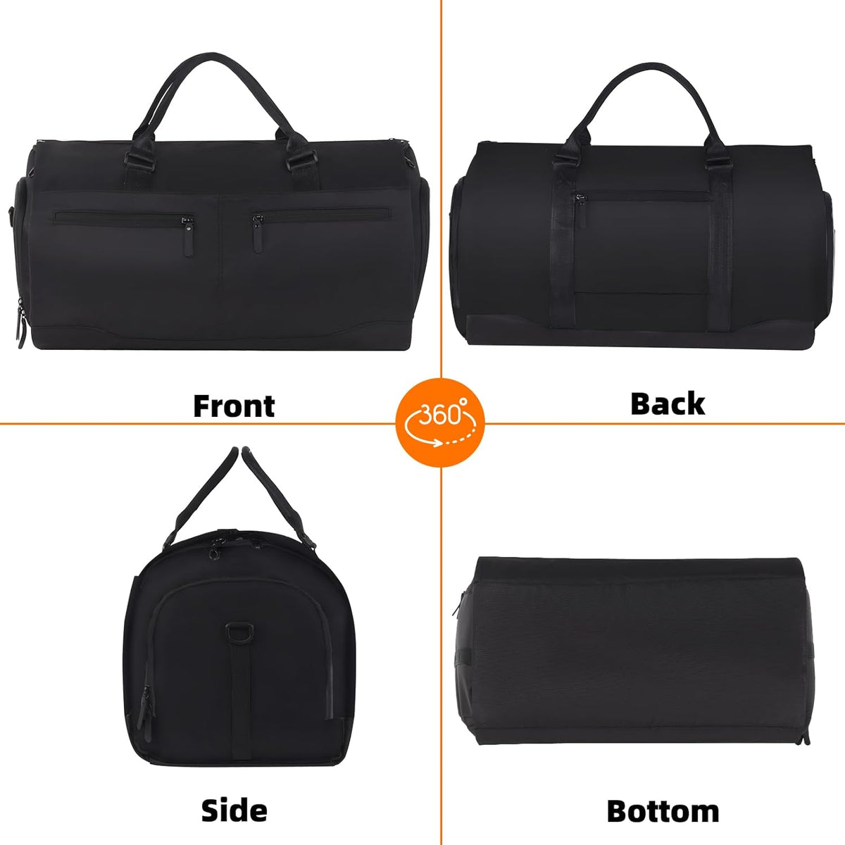 Garment Bags for Travel, Suit Bag with Shoulder Strap, Grey | 2-in-1 Convertible | Shoe Compartment | Wrinkle-Free | Oxford Cloth | Detachable Strap | Carry On