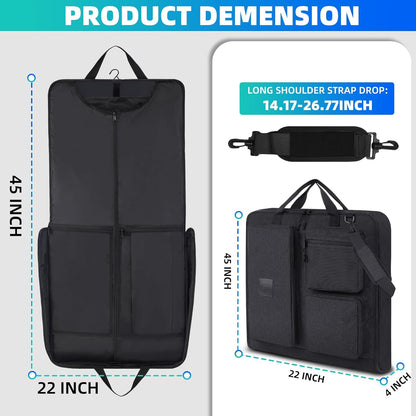 Garment Bags for Travel, Suit Bag with Shoulder Strap, Grey | 2-in-1 Convertible | Shoe Compartment | Wrinkle-Free | Oxford Cloth | Detachable Strap | Carry On