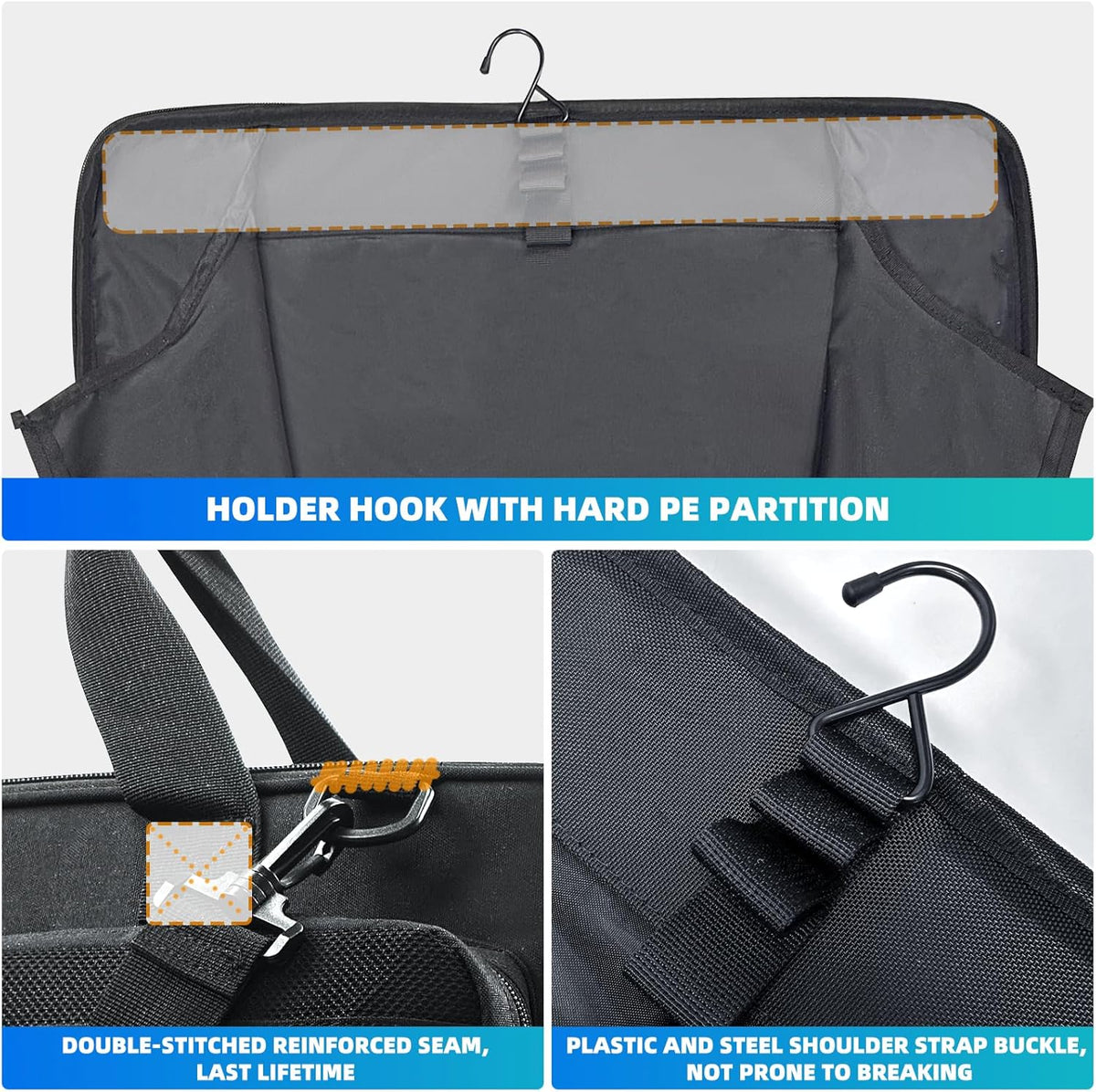 Garment Bags for Travel, Suit Bag with Shoulder Strap, Grey | 2-in-1 Convertible | Shoe Compartment | Wrinkle-Free | Oxford Cloth | Detachable Strap | Carry On