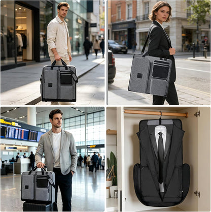 Garment Bags for Travel, Suit Bag with Shoulder Strap, Grey | 2-in-1 Convertible | Shoe Compartment | Wrinkle-Free | Oxford Cloth | Detachable Strap | Carry On
