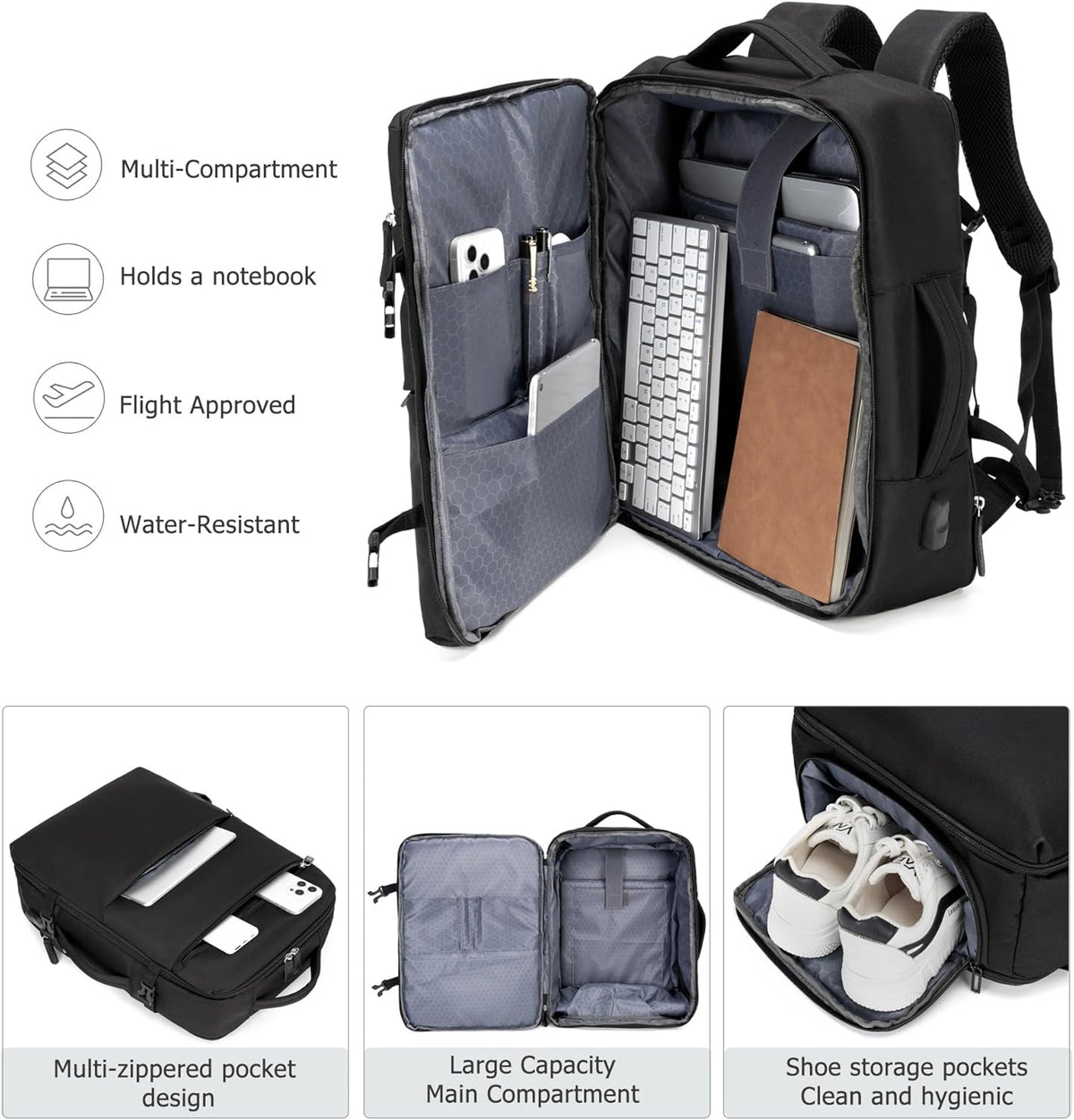 PC Hardside Carry On Luggage, Aluminum Frame, TSA Lock, Cup Holder | USB port, phone holder and spinner wheels keep essentials reachable for airport and business trips