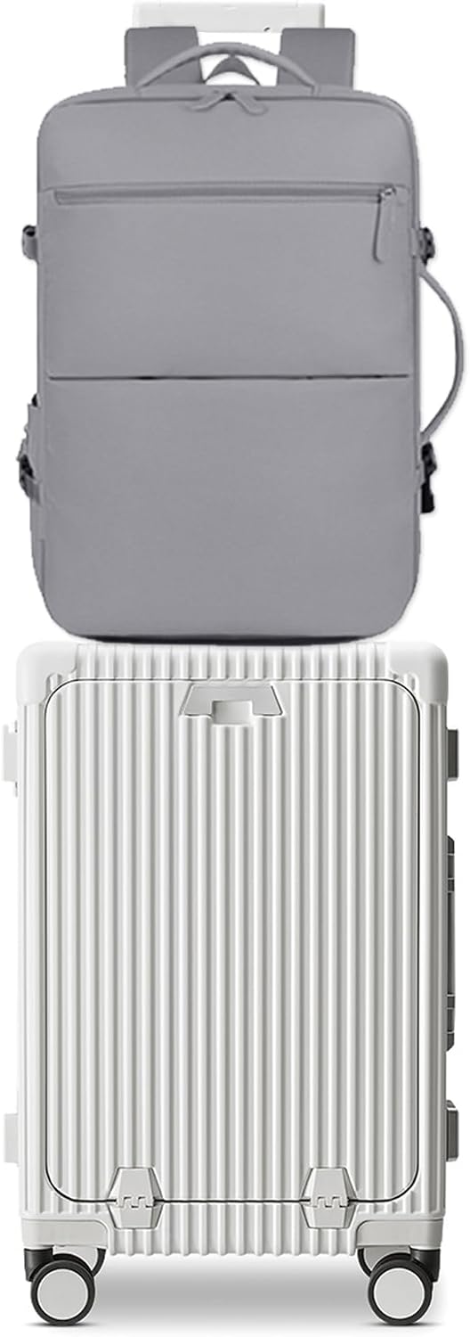 PC Hardside Carry On Luggage, Aluminum Frame, TSA Lock, Cup Holder | USB port, phone holder and spinner wheels keep essentials reachable for airport and business trips
