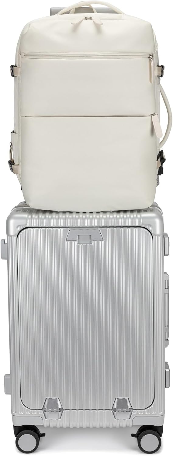 PC Hardside Carry On Luggage, Aluminum Frame, TSA Lock, Cup Holder | USB port, phone holder and spinner wheels keep essentials reachable for airport and business trips