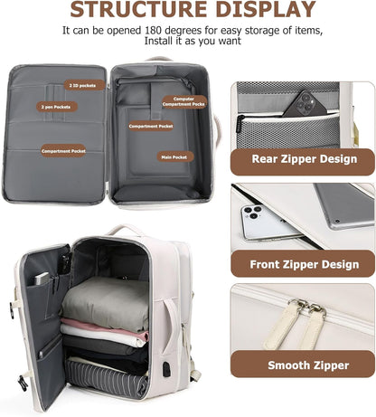 PC Hardside Carry On Luggage, Aluminum Frame, TSA Lock, Cup Holder | USB port, phone holder and spinner wheels keep essentials reachable for airport and business trips