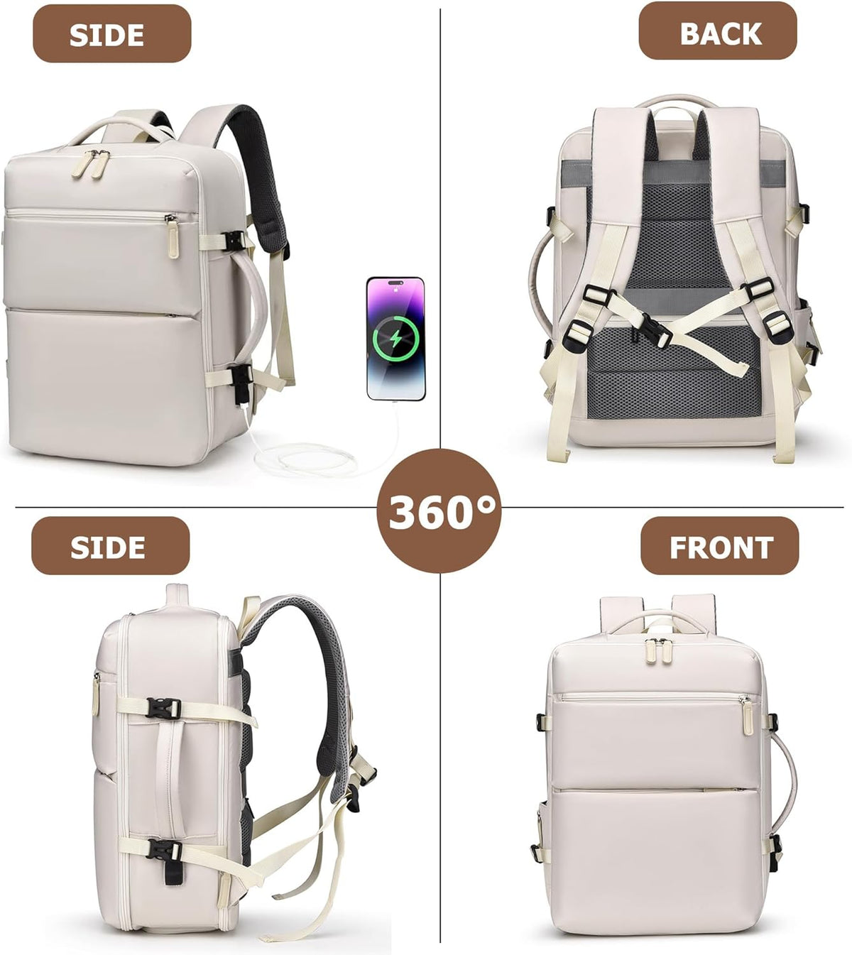 PC Hardside Carry On Luggage, Aluminum Frame, TSA Lock, Cup Holder | USB port, phone holder and spinner wheels keep essentials reachable for airport and business trips