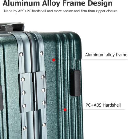 PC Hardside Carry On Luggage, Aluminum Frame, TSA Lock, Cup Holder | USB port, phone holder and spinner wheels keep essentials reachable for airport and business trips