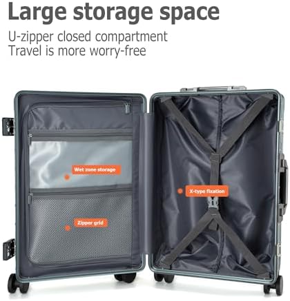 PC Hardside Carry On Luggage, Aluminum Frame, TSA Lock, Cup Holder | USB port, phone holder and spinner wheels keep essentials reachable for airport and business trips