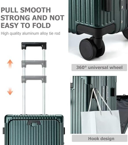 PC Hardside Carry On Luggage, Aluminum Frame, TSA Lock, Cup Holder | USB port, phone holder and spinner wheels keep essentials reachable for airport and business trips