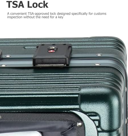 PC Hardside Carry On Luggage, Aluminum Frame, TSA Lock, Cup Holder | USB port, phone holder and spinner wheels keep essentials reachable for airport and business trips