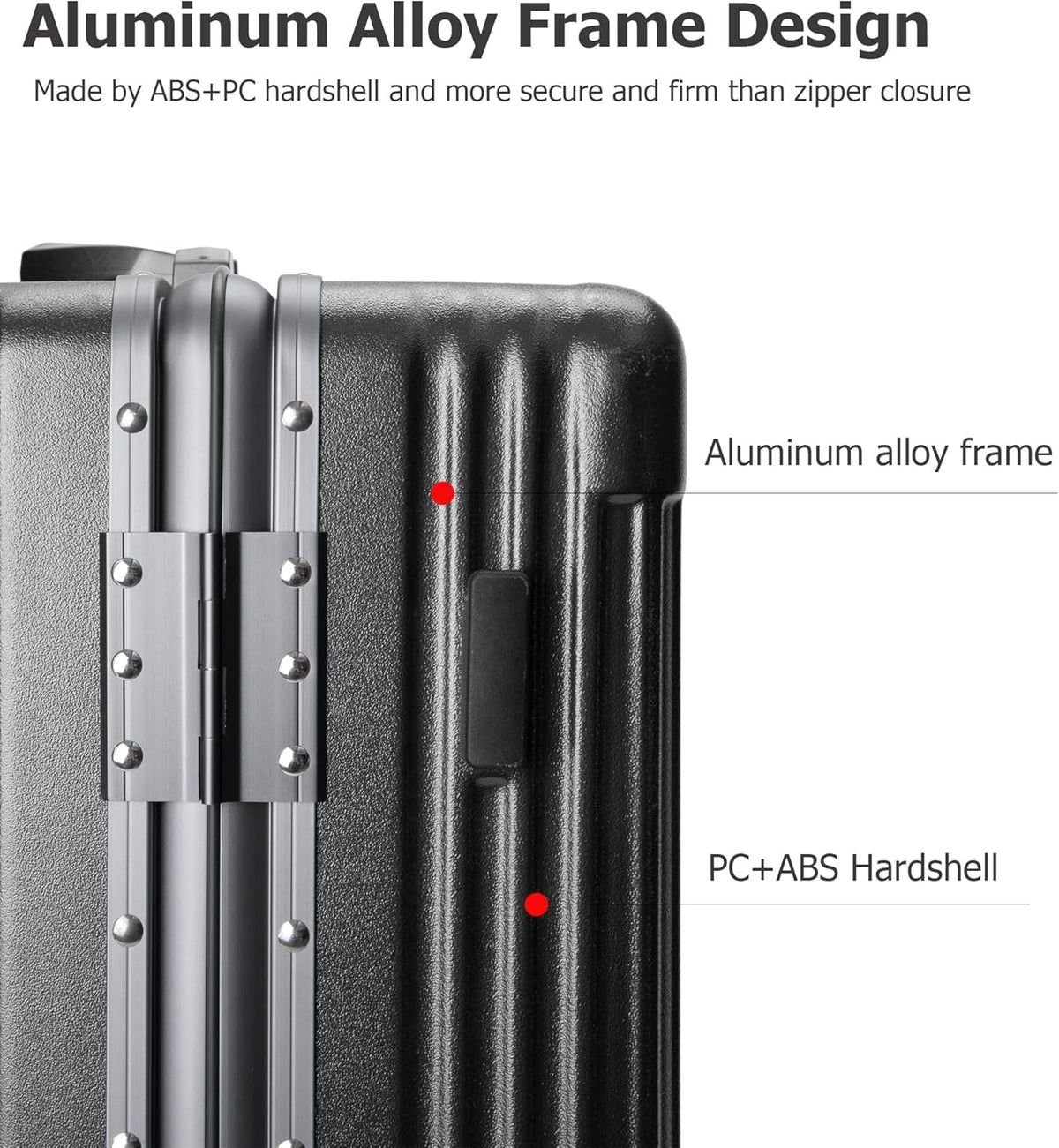 PC Hardside Carry On Luggage, Aluminum Frame, TSA Lock, Cup Holder | USB port, phone holder and spinner wheels keep essentials reachable for airport and business trips
