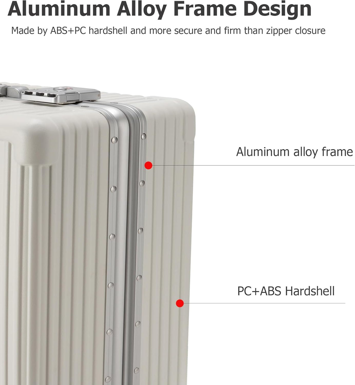 PC Hardside Carry On Luggage, Aluminum Frame, TSA Lock, Cup Holder | USB port, phone holder and spinner wheels keep essentials reachable for airport and business trips
