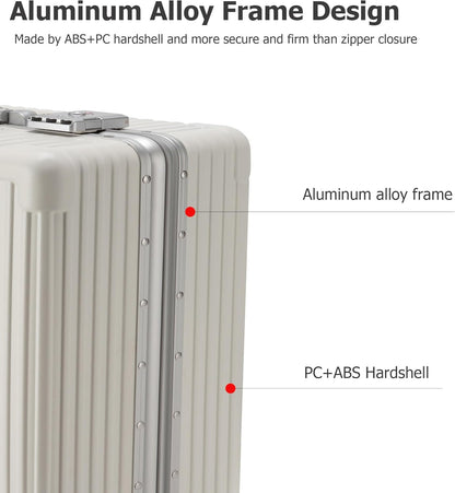 PC Hardside Carry On Luggage, Aluminum Frame, TSA Lock, Cup Holder | USB port, phone holder and spinner wheels keep essentials reachable for airport and business trips