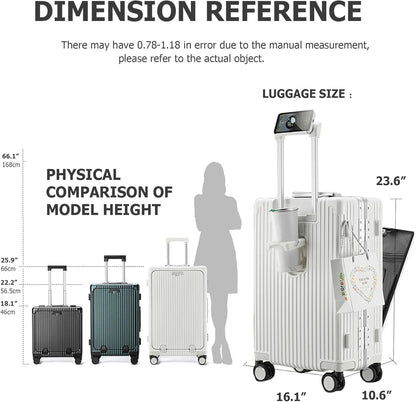 PC Hardside Carry On Luggage, Aluminum Frame, TSA Lock, Cup Holder | USB port, phone holder and spinner wheels keep essentials reachable for airport and business trips