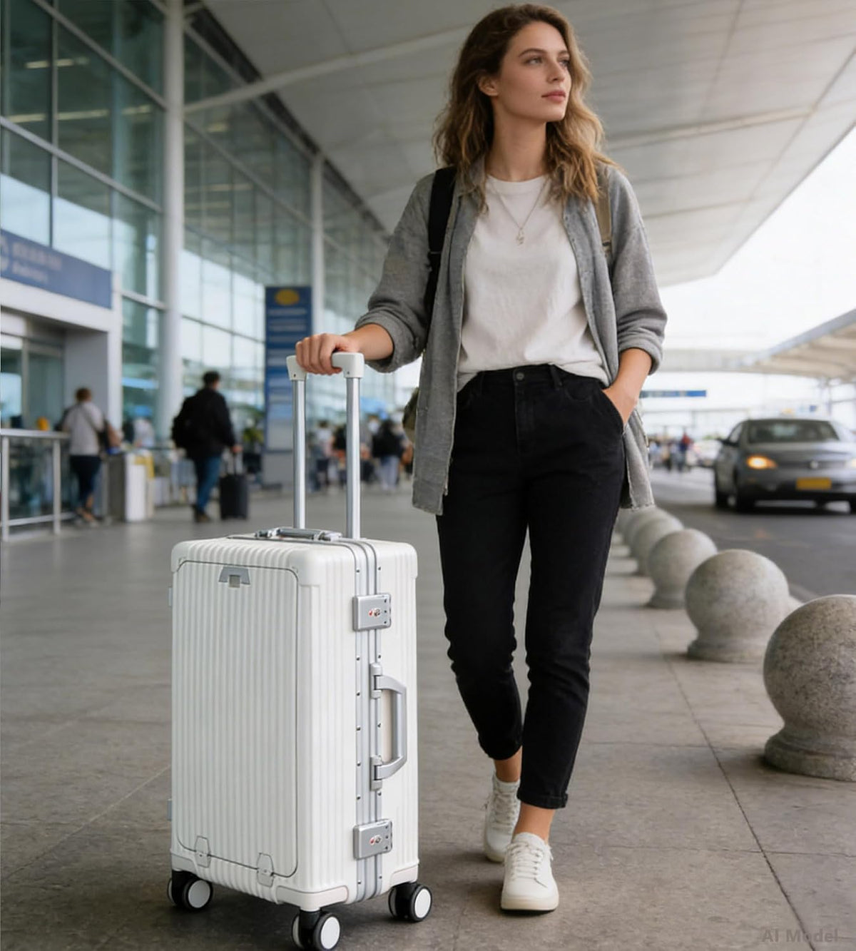 PC Hardside Carry On Luggage, Aluminum Frame, TSA Lock, Cup Holder | USB port, phone holder and spinner wheels keep essentials reachable for airport and business trips