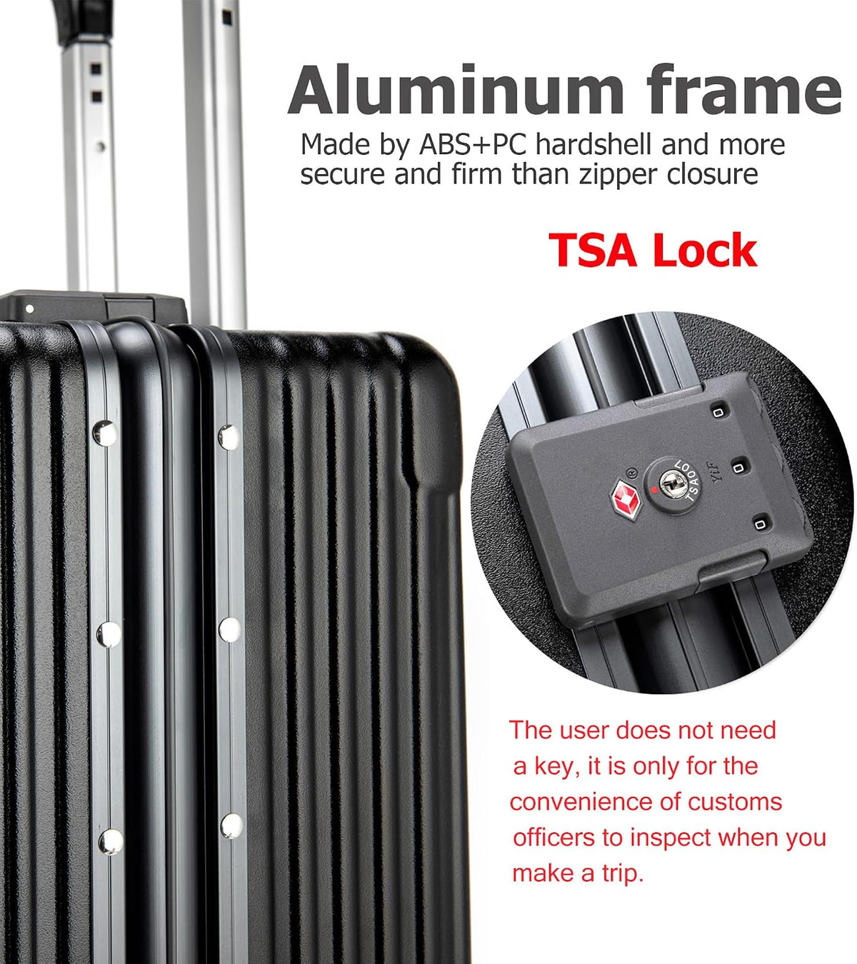 PC Hardside Carry On Luggage, Aluminum Frame, TSA Lock, Cup Holder | USB port, phone holder and spinner wheels keep essentials reachable for airport and business trips