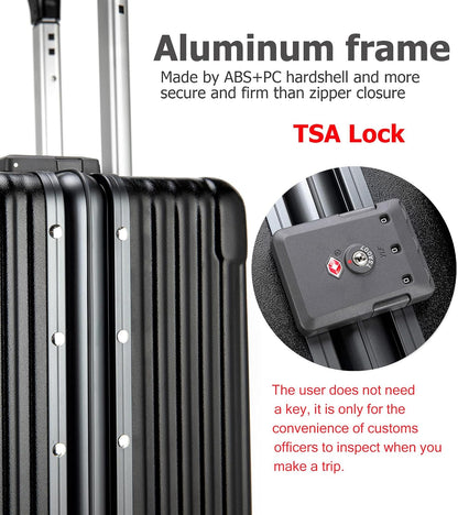 PC Hardside Carry On Luggage, Aluminum Frame, TSA Lock, Cup Holder | USB port, phone holder and spinner wheels keep essentials reachable for airport and business trips