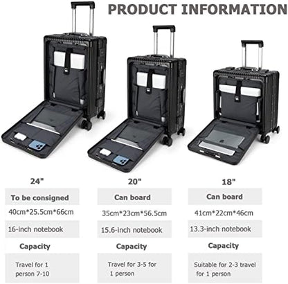 PC Hardside Carry On Luggage, Aluminum Frame, TSA Lock, Cup Holder | USB port, phone holder and spinner wheels keep essentials reachable for airport and business trips