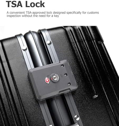 PC Hardside Carry On Luggage, Aluminum Frame, TSA Lock, Cup Holder | USB port, phone holder and spinner wheels keep essentials reachable for airport and business trips
