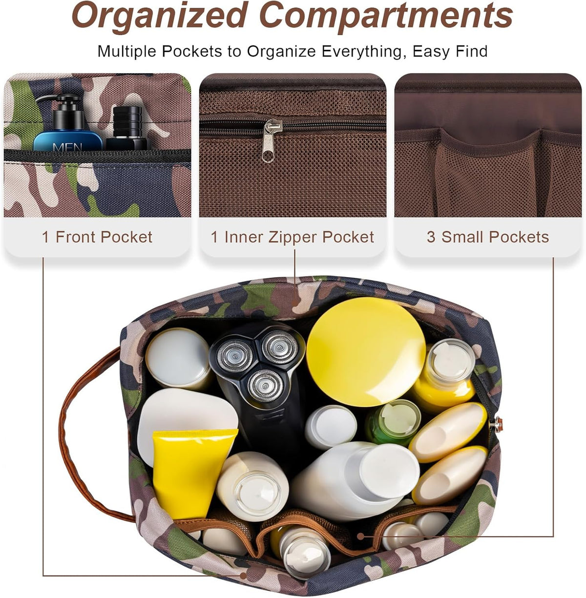 Travel Toiletry Bag for Men, Hanging Toiletry Organizer, Water Resistant Shaving Kit with Large Capacity for Travel Accessories (Black, Large)