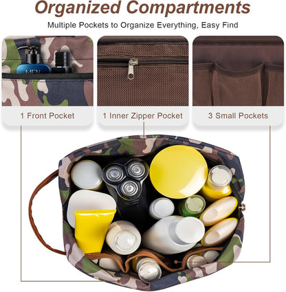 Travel Toiletry Bag for Men, Hanging Toiletry Organizer, Water Resistant Shaving Kit with Large Capacity for Travel Accessories (Black, Large)