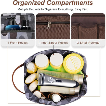 Travel Toiletry Bag for Men, Hanging Toiletry Organizer, Water Resistant Shaving Kit with Large Capacity for Travel Accessories (Black, Large)