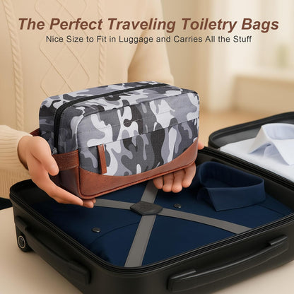 Travel Toiletry Bag for Men, Hanging Toiletry Organizer, Water Resistant Shaving Kit with Large Capacity for Travel Accessories (Black, Large)