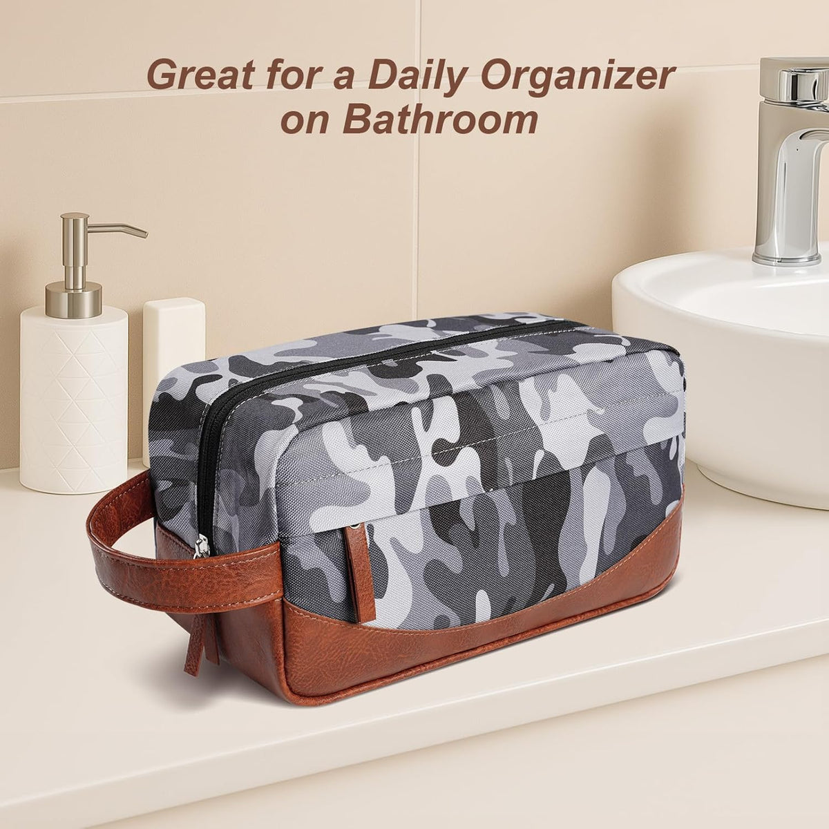 Travel Toiletry Bag for Men, Hanging Toiletry Organizer, Water Resistant Shaving Kit with Large Capacity for Travel Accessories (Black, Large)