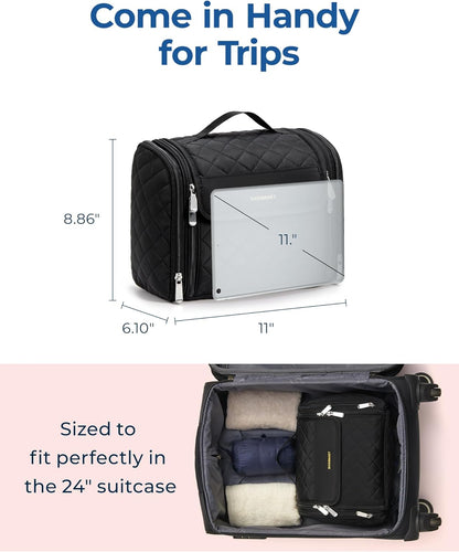 Toiletry Bag Travel Makeup Bag with Hanging Hook, Cosmetic Bag Make Organizer Case, Large Capacity Water-resistant Organizer for Toiletries Accessories Brushes Sponge, Beige