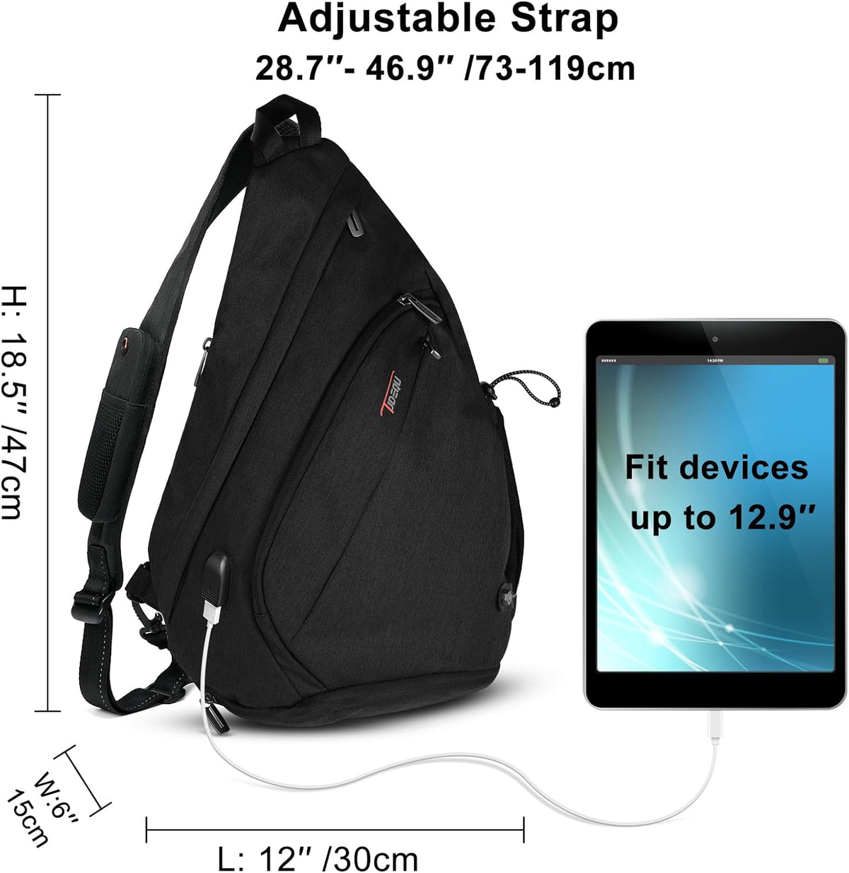 Sling Bag for Men Crossbody Backpack,8 Pockets Sling Backpack Mens Sling Bag,19L Sling Pack,One Strap Backpack for Men | One Strap Backpack with Umbrella Pocket,Sling Backpack with Stability Strap, One Shoulder Backpack for Hiking,Gym,Travel