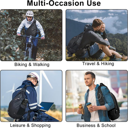 Sling Bag for Men Crossbody Backpack,8 Pockets Sling Backpack Mens Sling Bag,19L Sling Pack,One Strap Backpack for Men | One Strap Backpack with Umbrella Pocket,Sling Backpack with Stability Strap, One Shoulder Backpack for Hiking,Gym,Travel