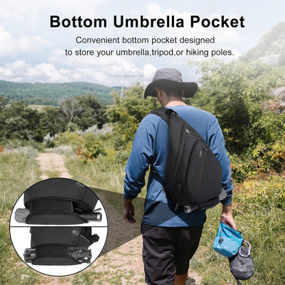 Sling Bag for Men Crossbody Backpack,8 Pockets Sling Backpack Mens Sling Bag,19L Sling Pack,One Strap Backpack for Men | One Strap Backpack with Umbrella Pocket,Sling Backpack with Stability Strap, One Shoulder Backpack for Hiking,Gym,Travel