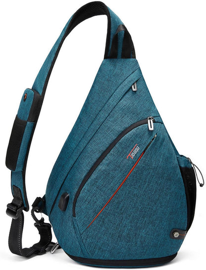 Sling Bag for Men Crossbody Backpack,8 Pockets Sling Backpack Mens Sling Bag,19L Sling Pack,One Strap Backpack for Men | One Strap Backpack with Umbrella Pocket,Sling Backpack with Stability Strap, One Shoulder Backpack for Hiking,Gym,Travel