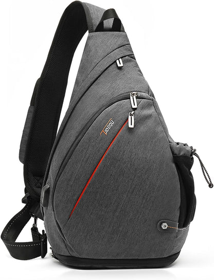 Sling Bag for Men Crossbody Backpack,8 Pockets Sling Backpack Mens Sling Bag,19L Sling Pack,One Strap Backpack for Men | One Strap Backpack with Umbrella Pocket,Sling Backpack with Stability Strap, One Shoulder Backpack for Hiking,Gym,Travel