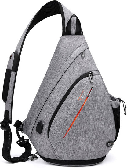 Sling Bag for Men Crossbody Backpack,8 Pockets Sling Backpack Mens Sling Bag,19L Sling Pack,One Strap Backpack for Men | One Strap Backpack with Umbrella Pocket,Sling Backpack with Stability Strap, One Shoulder Backpack for Hiking,Gym,Travel