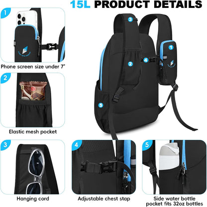 Seektop 15L Small Lightweight Hiking Backpack for Men Women Foldable Packable UltraLight Daypack for Travel Daily Outdoor