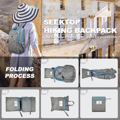Seektop 15L Small Lightweight Hiking Backpack for Men Women Foldable Packable UltraLight Daypack for Travel Daily Outdoor