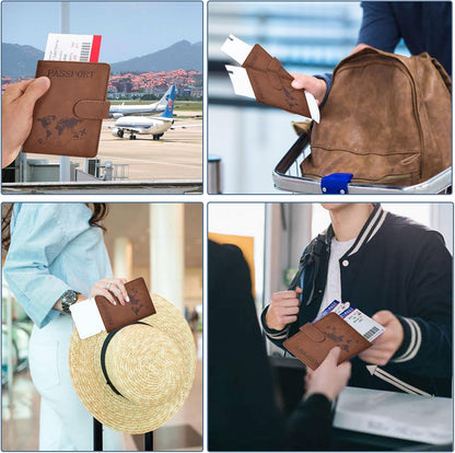 Passport Holder, Passport Cover with Credit Card Slot and Boarding Pass Slot Combo, Passport Wallet Case Book Travel Must Have, RFID Blocking Leather Travel Accessories, Navy Blue