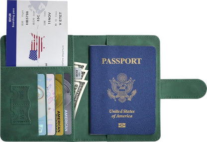 Passport Holder, Passport Cover with Credit Card Slot and Boarding Pass Slot Combo, Passport Wallet Case Book Travel Must Have, RFID Blocking Leather Travel Accessories, Navy Blue