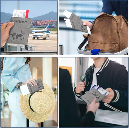 Passport Holder, Passport Cover with Credit Card Slot and Boarding Pass Slot Combo, Passport Wallet Case Book Travel Must Have, RFID Blocking Leather Travel Accessories, Navy Blue