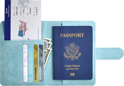 Passport Holder, Passport Cover with Credit Card Slot and Boarding Pass Slot Combo, Passport Wallet Case Book Travel Must Have, RFID Blocking Leather Travel Accessories, Navy Blue
