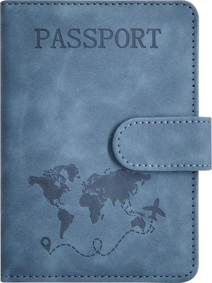 Passport Holder, Passport Cover with Credit Card Slot and Boarding Pass Slot Combo, Passport Wallet Case Book Travel Must Have, RFID Blocking Leather Travel Accessories, Navy Blue