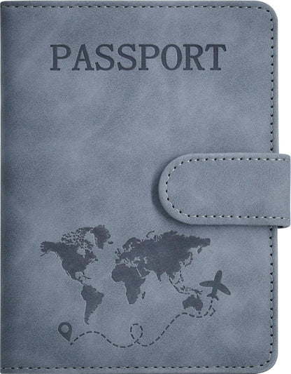 Passport Holder, Passport Cover with Credit Card Slot and Boarding Pass Slot Combo, Passport Wallet Case Book Travel Must Have, RFID Blocking Leather Travel Accessories, Navy Blue