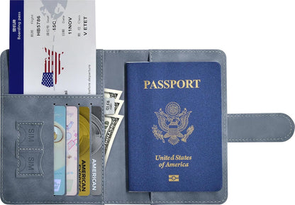 Passport Holder, Passport Cover with Credit Card Slot and Boarding Pass Slot Combo, Passport Wallet Case Book Travel Must Have, RFID Blocking Leather Travel Accessories, Navy Blue