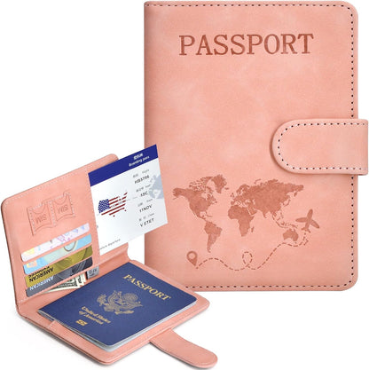 Passport Holder, Passport Cover with Credit Card Slot and Boarding Pass Slot Combo, Passport Wallet Case Book Travel Must Have, RFID Blocking Leather Travel Accessories, Navy Blue