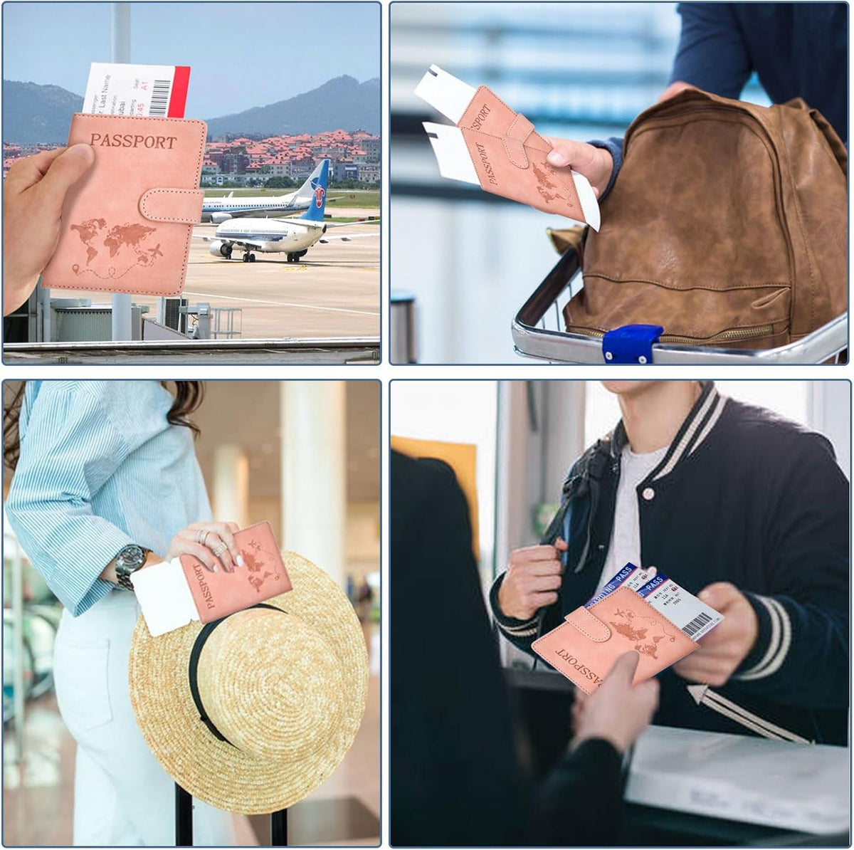 Passport Holder, Passport Cover with Credit Card Slot and Boarding Pass Slot Combo, Passport Wallet Case Book Travel Must Have, RFID Blocking Leather Travel Accessories, Navy Blue